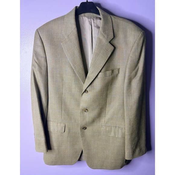 Lauren Ralph Lauren Other - Lauren Ralph Lauren Sport Coat Blazer 44R Tan Windowpane Silk Linen Wool Jacket
